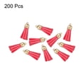 thumbnail image 3 of Uxcell 200Pack Leather Tassel Keychain Charm Bulk with Cap for Jewelry Making DIY, Light Red, 3 of 6