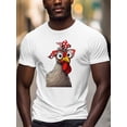 thumbnail image 3 of Cartoon Rooster Men's T Shirts T-Shirt for Men Crew Neck Tees Cotton Tops, White, L, 3 of 7