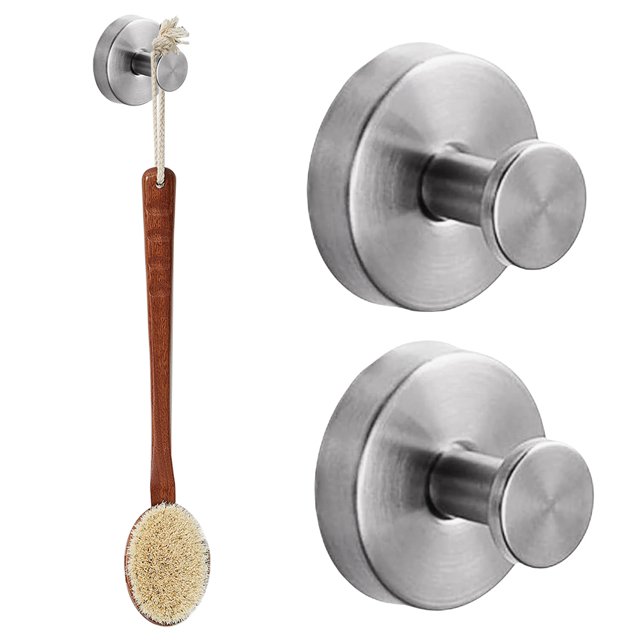 Ganchos Sin Taladro Con Ventosa Luxe Hold 2024 Nuevo Acero Inoxidable Impermeable (2 Piezas Gris)
