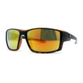 thumbnail image 2 of Mens Color Mirror Rectangle Wrap Plastic Sport Sunglasses Black Tortoise Orange Mirror, 2 of 4