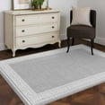 Area Rug for Living Room, Grey Retro Greek Key Non-Slip Indoor Large ...