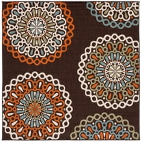 SAFAVIEH Veranda Axum Geometric Indoor/Outdoor Area Rug, Chocolate/Terracotta, 3' x 3' Square