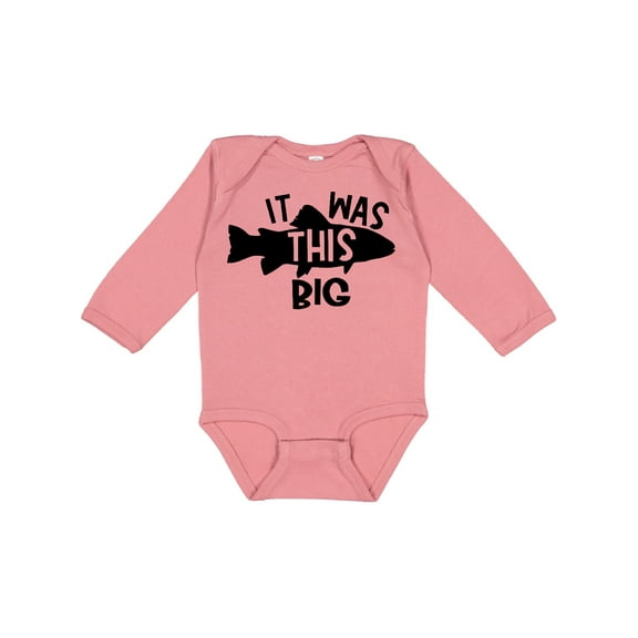 Inktastic It Was This Big Fishing Humor Boys or Girls Long Sleeve Baby Bodysuit