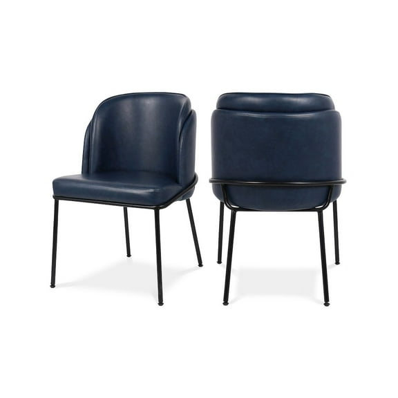 Meridian Furniture Jagger Navy Vegan Leather Dining Chair, Set of 2