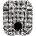 thumbnail image 4 of Estuche para auriculares con destellos para AirPods (negro), lujoso estuche rígido protector con diamantes brillantes, compatible con auriculares Apple AirPods 1/2, 4 of 5