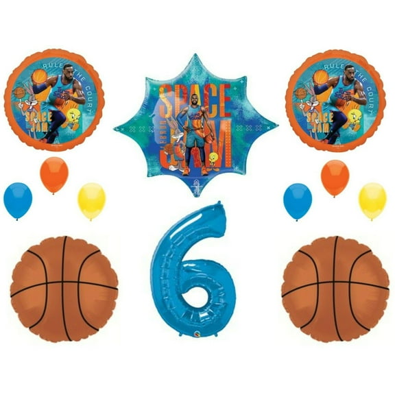 Space Jam 2 6th Birthday Looney Tunes Party Basketball balloons Decoration Bugs