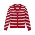 thumbnail image 7 of Karight Womens Striped Knit Cardigan Long Sleeve Scallop Trim Button Down Open Front Sweater, 7 of 7