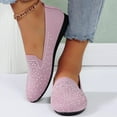 thumbnail image 5 of Breathable Flying Mesh Flat Shoes with Rhinestones for Casual Spring Summer Wear - Comfortable Round Toe Slip-On Design Pink,40, 5 of 9