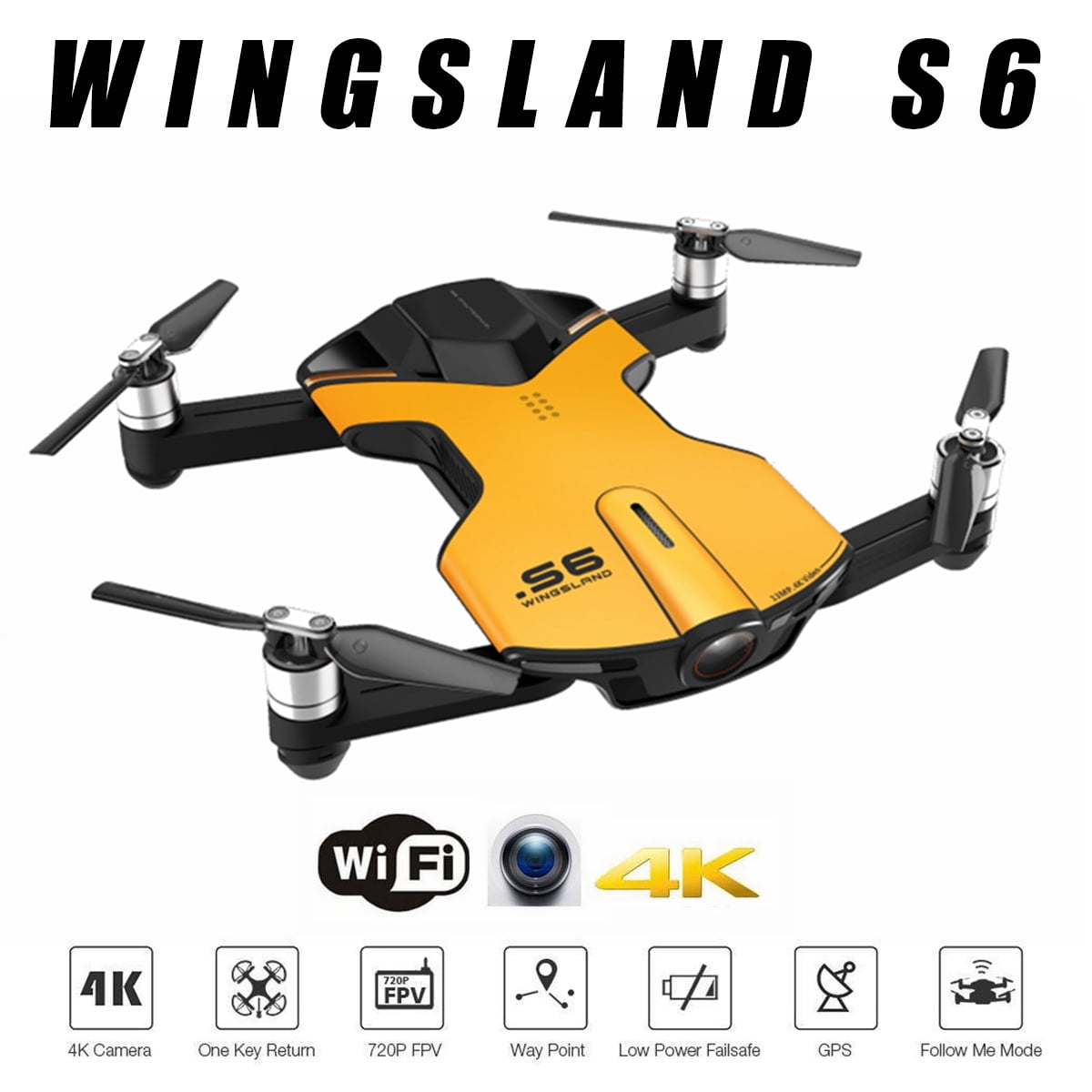 Wingsland S6 Mini Pocket Drone 4K WIFI FPV Quadcopter Outdoor Edition Orange 