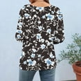 thumbnail image 5 of Uootdi 3/4 Length Sleeve Women Tops Floral Printed Button Down Shirts for Women Crew Gift Neck Blouses Dressy Casual Summer T Shir, 5 of 7