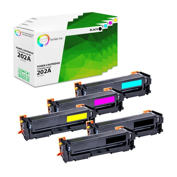 TCT 202A Toner Cartridge 5 Pack - Premium Compatible Replacement for HP 202A CF500A CF501A CF502A CF503A
