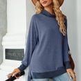 thumbnail image 5 of Cavosen Mock Neck Tops for Women Long Sleeve Pullover T-Shirts Tunic Solid Flowy Blouse Side Split Vacation Shirts Trendy Casual Tops Athletic Resort Tees Summer Clothes Blue M, 5 of 7
