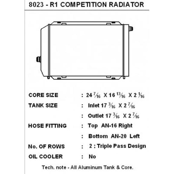 CSF 8023 Universal Dual Core Radiator