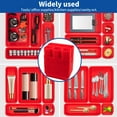 thumbnail image 5 of HAIDAIYA 45 Pack Drawer Organizer Trays Set, 3 Sizes Plastic Divider Storage Bins for Desk, Makeup, Tool Box, Jewelry (Red), 5 of 7