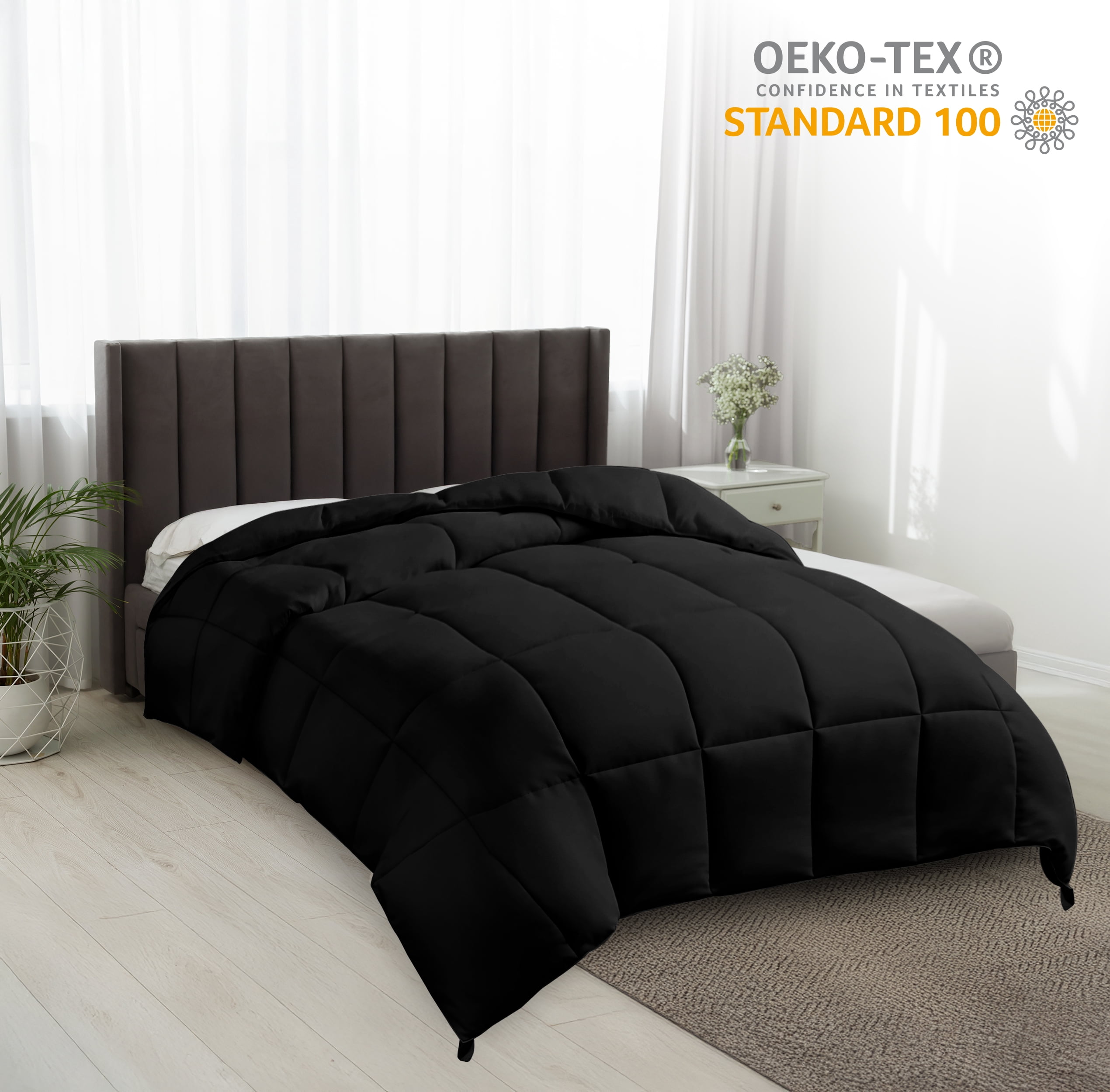 Lux Decor Collection Twin Comforter - Down Alternative Comforter & Duvet Insert - Single Comforter, Black