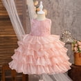 thumbnail image 2 of CAIXIA Flower Girl Dresses ToddlerElegant Girls Bow Layered Lace Dress for Birthday Party Pageant Flower Girl Wedding Bridesmaid and Prom Formal Occasions,Pink,5-6 Years, 2 of 8