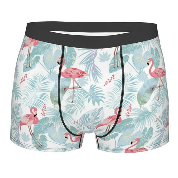 Naloa Tropical Flamingo Print Mens Underwear - Boxers for Men, Classic Briefs for Men