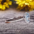 thumbnail image 6 of 8x6mm Oval Cut 2 Carat Blue Aquamarine White Gold Ring Engagement Ring Anniversary Gift On 10k White Gold Art Deco Halo, 6 of 6