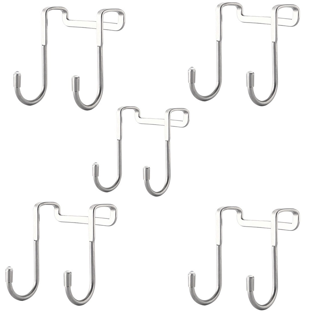 5 Pack Over Door Hook - Stainless Steel 304 Heavy Adjustable Double Hook,Organizers on The Doors of Cabinets,Shower,Drawer,Wardrobe,Closet,Shoe Cabinet,for Towel,Coat,Robe,Umbrella Holder