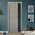 thumbnail image 3 of Modern Pocket Door | Planum 0020 Grey Oak | Kit Trims Rail Hardware | Solid Wood Interior Bedroom Sliding Closet Sturdy Doors-24" x 96", 3 of 6
