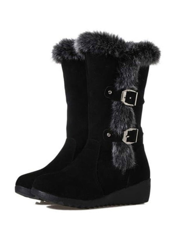 women winter slip on wedge boots