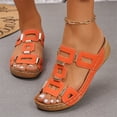 thumbnail image 5 of IEMIEMIEM Women's Wedge Sandals Slip 2026 Summer Sandals with Metallic Accents Comfortable Dressy Platform Wedges Casual Daily Walking Saffron 7 Wide, 5 of 5
