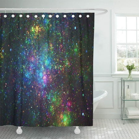 Green And Black Shower Curtain KSADK Abstract Geometric with Blue Purple Green and Yellow Sparkles on Black Fantasy Shower Curtain 66x72 inch ()