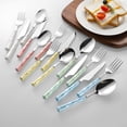 thumbnail image 4 of Forks And Spoons with Ceramics Handle, Stainless Steel Utensils Dessert Spoons And Forks Set for 1, Cutlery Set with Color, Flatware Sets for Home Restaurant And Kitchen by Elapind, 4 of 7