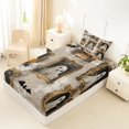 thumbnail image 4 of Feelyou Spooky Halloween Ghost Twin Sheets, Kawaii Gothic Bat Skull Bedding, 3-Piece, 1 Flat Sheet, 1 Fitted Sheet and 1 Pillowcase, 4 of 5