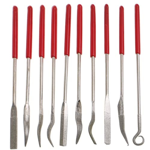 Diamond Coated Curved Needle Riffler File Set 10 Pieces Watch Jewelry
