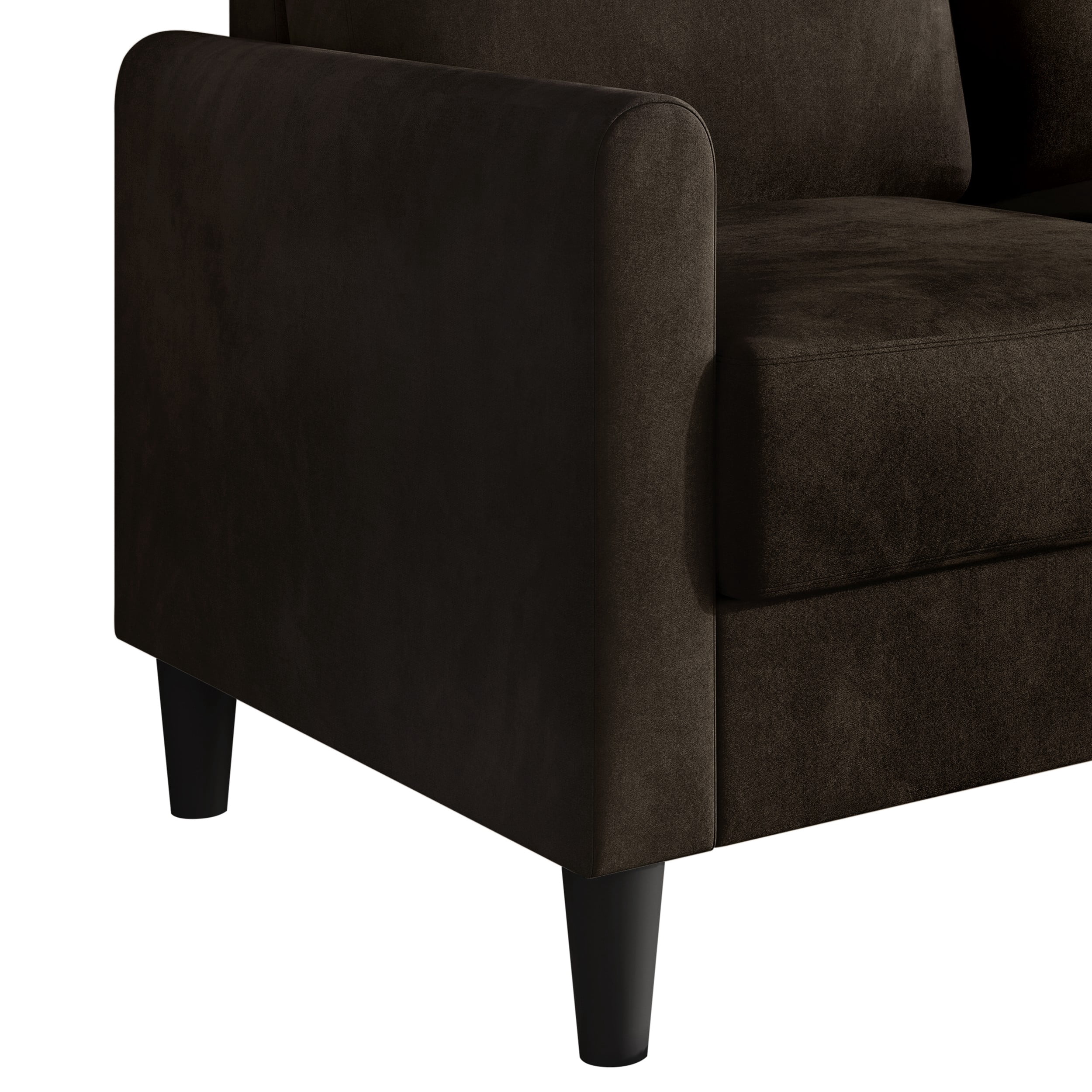 Home Design Goliad Velvet Arm Sofa with Pocket Spring, Soft Cushions, Clean Lines Design, Brown