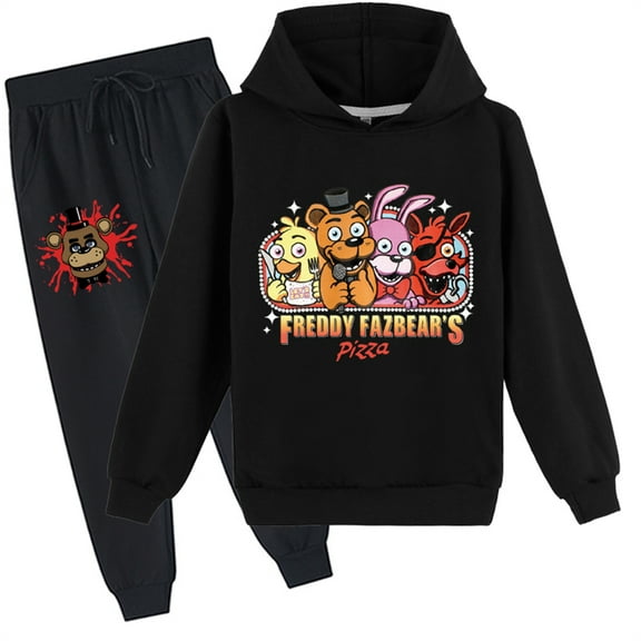 Five Night's at Freddy Long Sleeve Hooded with Sweatpants Set-Graphic Pullover Hooded Sweatshirt 2pcs Set
