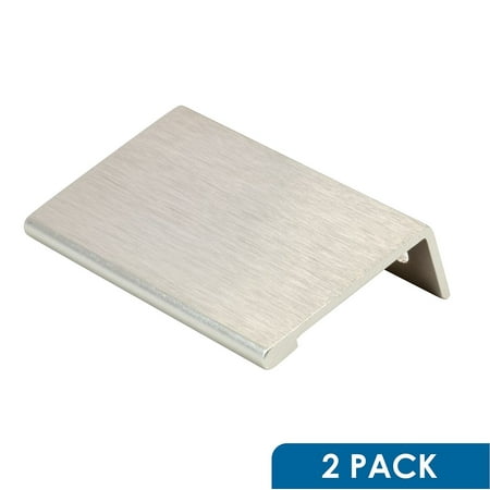 Brushed Aluminum Hardware 2 Pack Rok Hardware 1-31/32' Hole Centers Modern Style Finger Edge Pull Aluminum Metal Brushed Stainless Steel Finish Home Kitchen Door Drawer Cabinet 2-3/4' Length Handle P898950SS ()