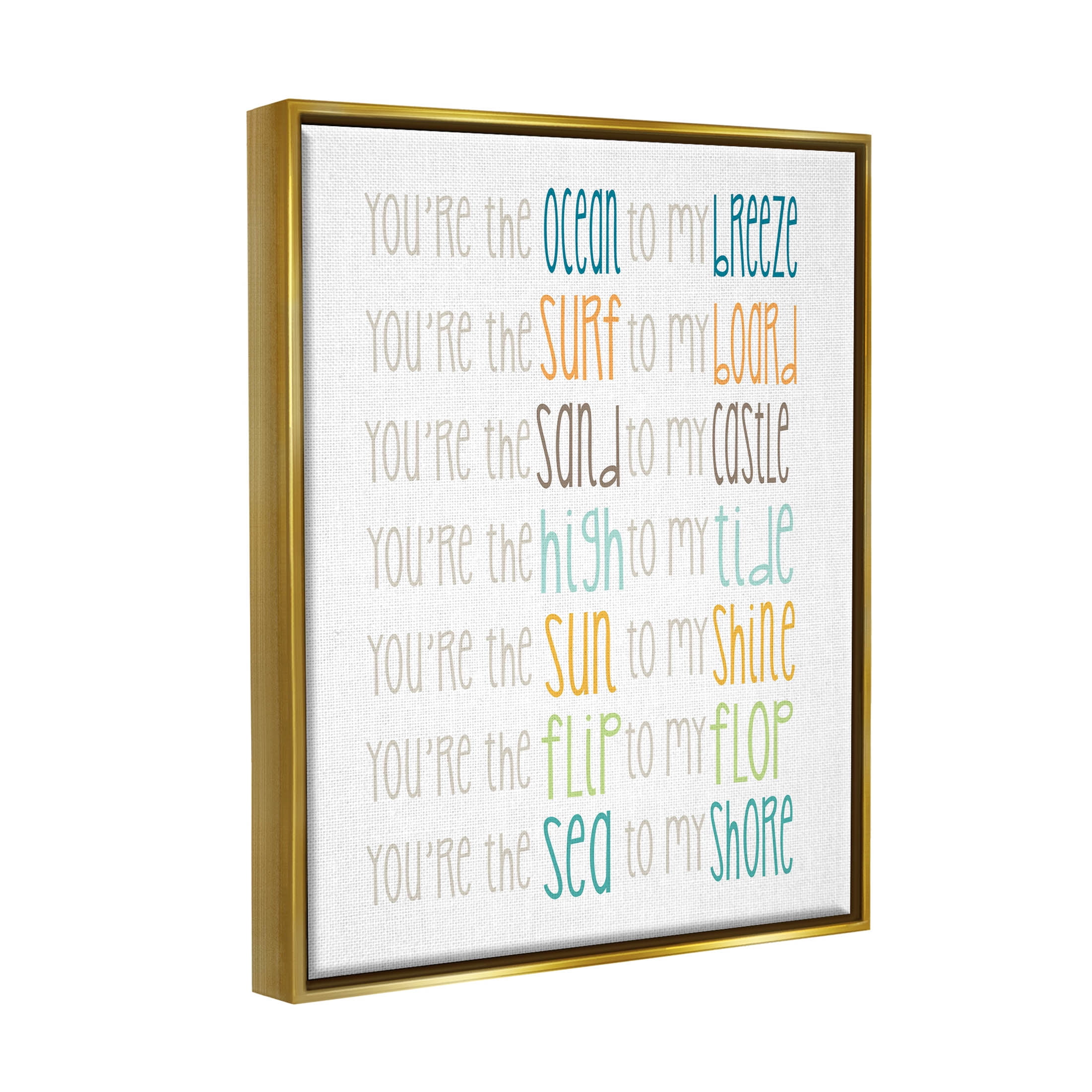 Stupell Industries Nautical Romantic Beach List Graphic Art Metallic Gold Floating Framed Canvas Print Wall Art, Design by Alli Rogosich