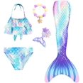 thumbnail image 1 of 5PCS Mermaid Tails for Swimming for Girls Kids Mermaid Swimsuit Costume Princess Bikini Set Bathing Suits High quality, 1 of 5