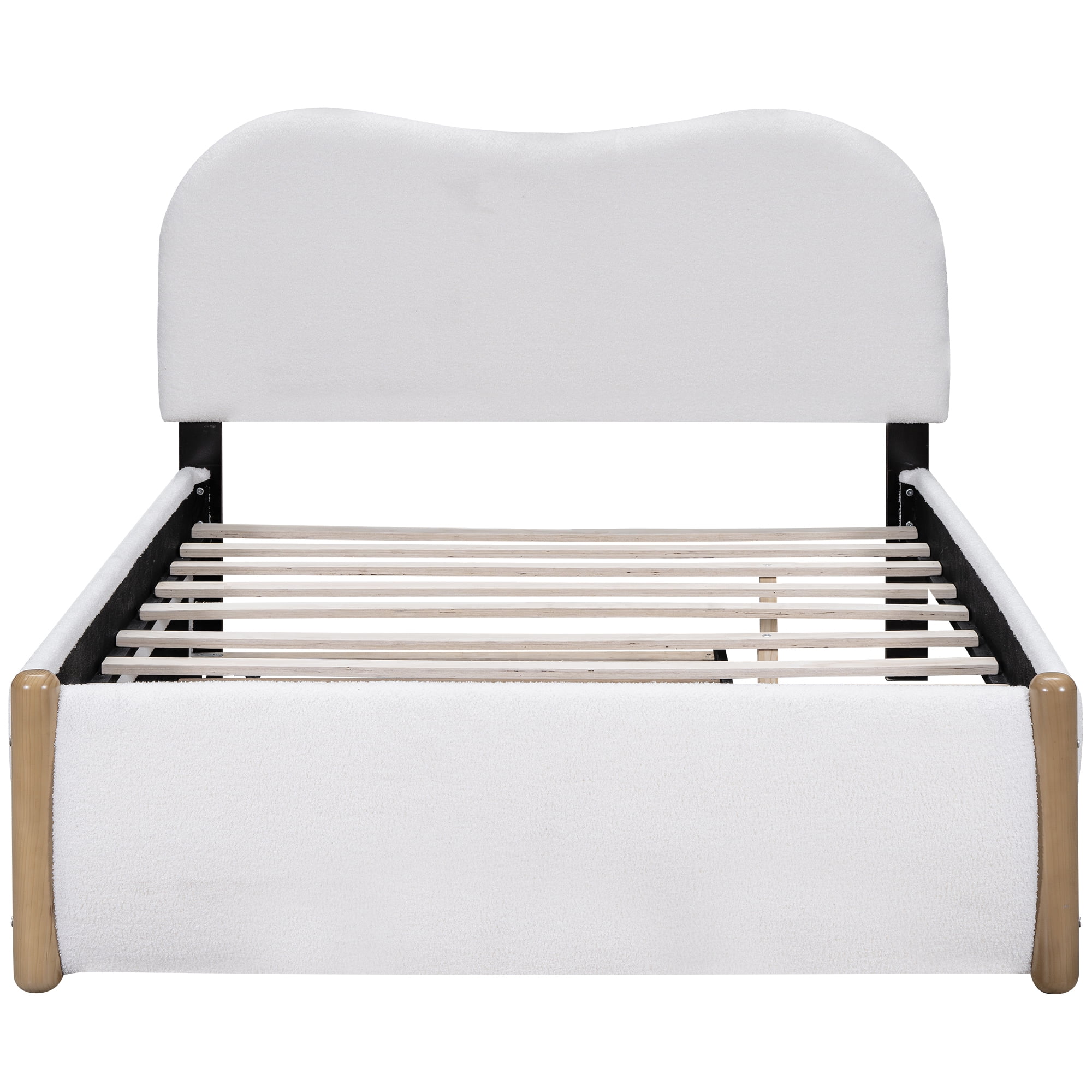 Euroco Full Classic Upholstery Platform Beds for Kids Teens, White
