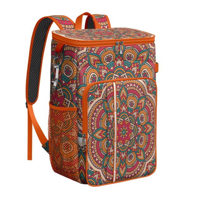 Vintage Traditional Mandala Cooler Backpack - 20L Insulated Lunch Backpack, Lightweight & Easy to Clean for Daily Use