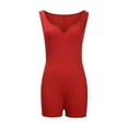 thumbnail image 6 of Gpaecead 2024 Womens One Piece Tank Top Sleeveless Backless Bodycon Shorts Jumpsuits Bodysuit Catsuit Ribbed Sports Romper Red, 6 of 7