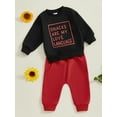 thumbnail image 5 of Toddler Baby Boys Fall Outfits for Valentines Day 3 6 12 18 24 Months 2T 3T Letter Print Long Sleeve Sweatshirts and Long Pants 2Pcs Clothes Set, 5 of 9