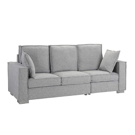 Clic Linen Fabric Sofa Living Room Couch Light Grey