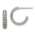 thumbnail image 3 of 925 Sterling Silver Antiqued Small Zig Zag Hoop Earrings, 3 of 3