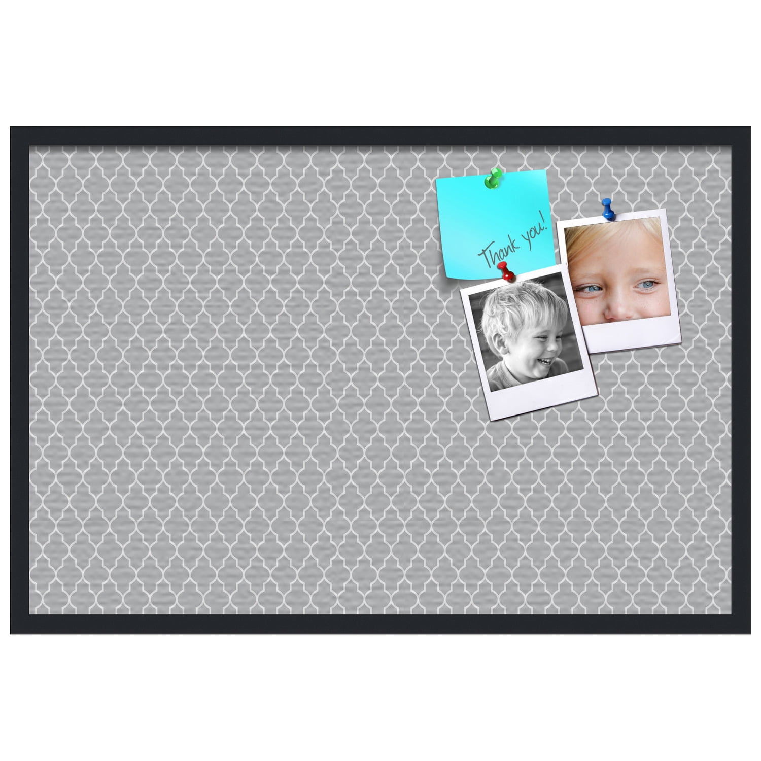 PinPix-627 Printed at 16x16 Inches and Framed in Satin Black PinPix Decorative pin Cork Bulletin Board Made from Canvas
