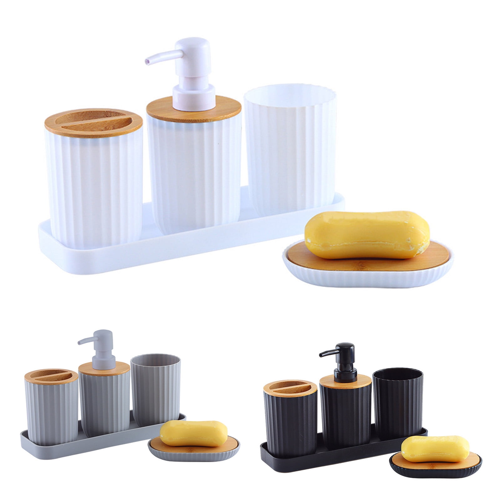 UDIYO 5Pcs/Set Bathroom Accessories Set Toothbrush Holder Lotion