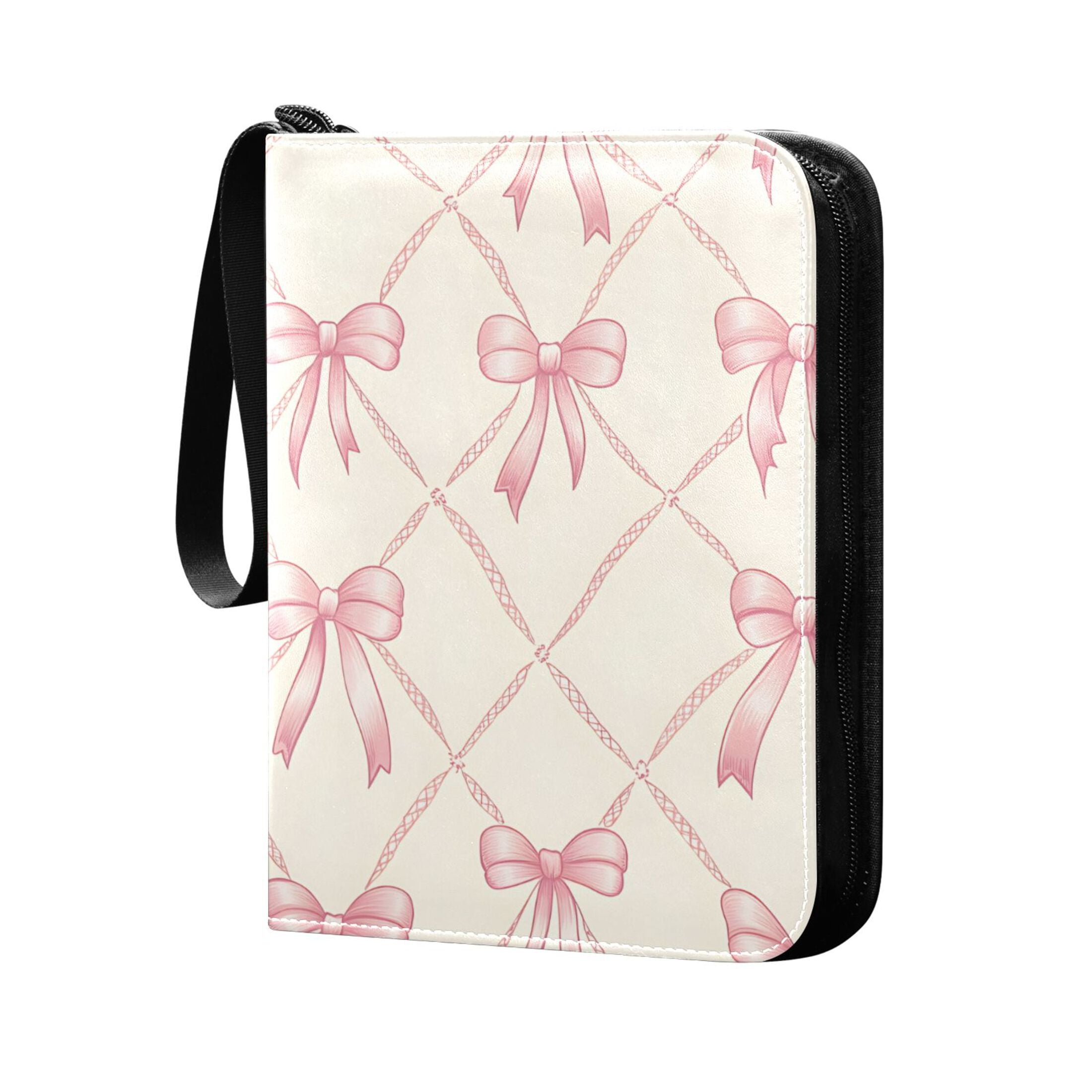 Trading Card Binder Album 400 Pockets 50 Removable 4-Pocket Pages Waterproof Pink Bow and Plaid