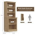 thumbnail image 4 of VAUXHILL & CO. Halston Multi-Depth Bookcase, Adjustable Storage Shelving Unit, Oak, 4 of 11