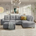 thumbnail image 2 of 108" Large Modular Sectional Sofa, Modern Convertible L-Shape Couch with Storage Ottoman and Rivet Ornament, Upholstered Accent Sofa Couch for Living Room, Bedroom, Apartment Office, Light Grey, 2 of 9