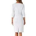 thumbnail image 3 of Vestido vintage de estilo CHIC para mujer, con mangas 3/4, vestido ajustado para el trabajo, color blanco, 3 of 6