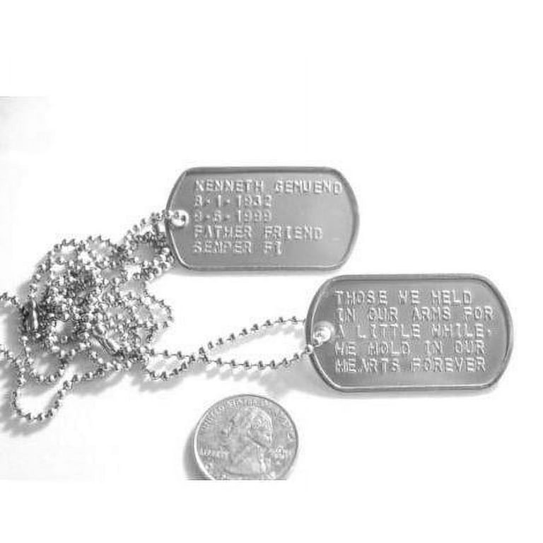 Sterling Silver Military Dog Tags Hand Stamped with Your Personal Message Handmade from 1 1/2 x 3/4 Dog Tags on 30 Silver Ball Chain