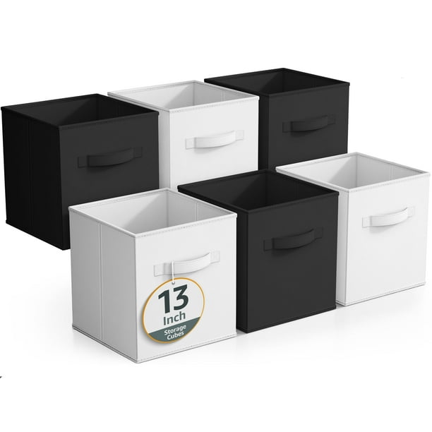 Sorbus Cubos de Almacenamiento de Tela - 6 Contenedores Plegables para Organizar la Despensa, Cubículos, Juguetes, Ropa y Armario - Cestas de 13 Pulgadas para Estantes con Asa