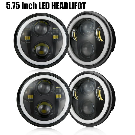 4pcs 5 3/4" 5.75 LED Headlights with High Low Beam Amber turn signal White DRL, 5 3/4 led headlight Halo Ring
